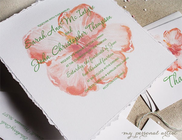 Tropical Orange Destination Wedding Invitations