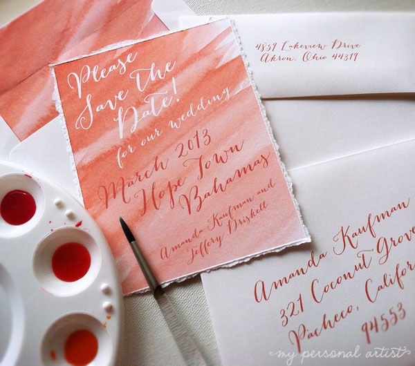 Modern Ombre Watercolor Save the Dates