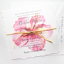 Pink hibiscus wedding invitations | www.mospensstudio.com