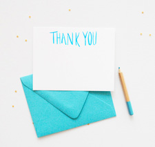 Bright aqua thank you cards | Mospens Studio