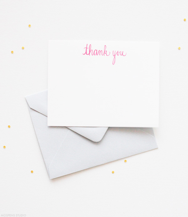 Simple Pastel Pink + Gray Thank You Cards | Mospens Studio