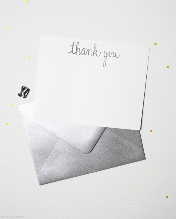 Gray + silver thank you cards | Mospens Studio