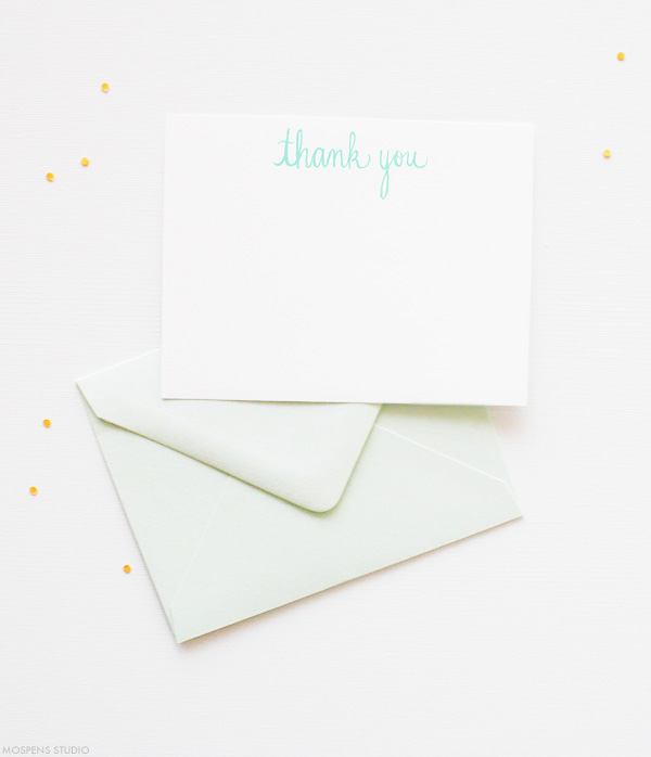 Light Mint Green Thank You Cards | Mospens Studio