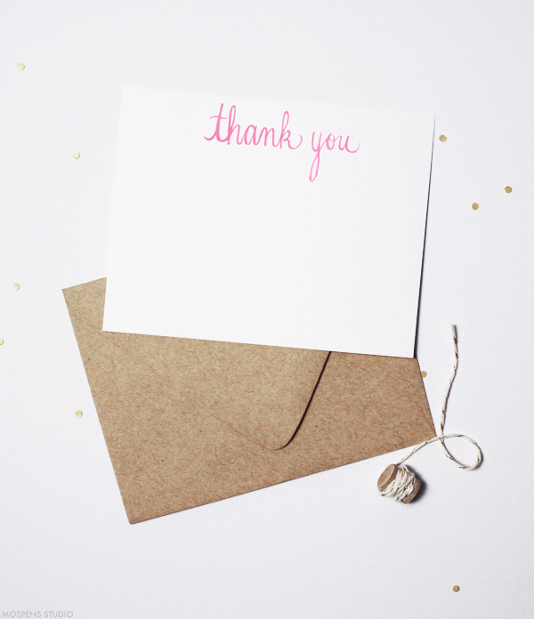 Rustic thank you cards with hand-painted lettering | Mospens Studio