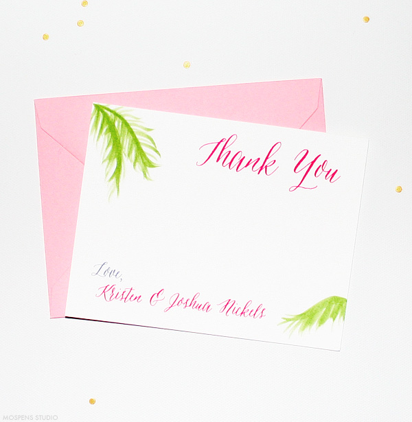 Hand-painted palm tree fronds thank you cards | Mospens Studio