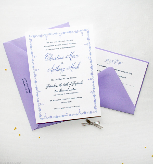 Unique Wedding Invitations Stationery Mospens Studio Lavender Vintage Wedding Invitations