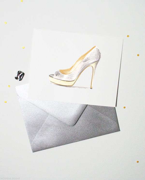 Jimmy Choo-Inspired High Heel Folder Note Cards | Mospens Studio