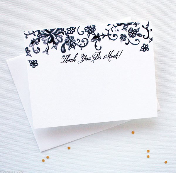 Vintage Chantilly lace thank you cards | Mospens Studio