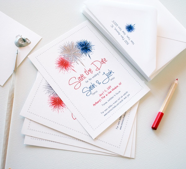 Hand-painted Fireworks Save The Dates