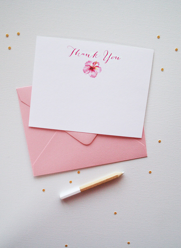 Pink Hibiscus Thank You Cards | www.mospensstudio.com