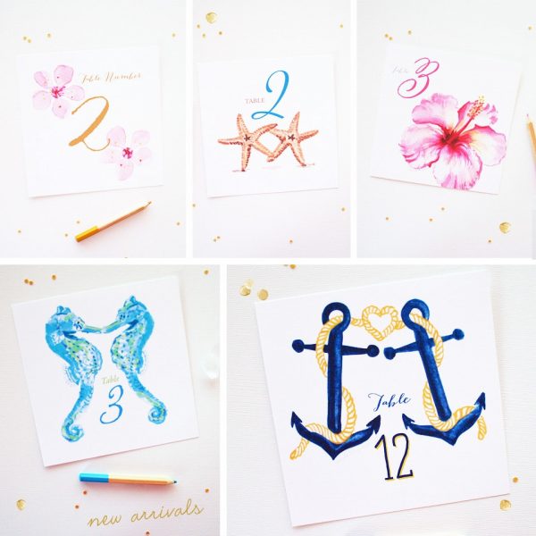 Stylish Watercolor Table Cards