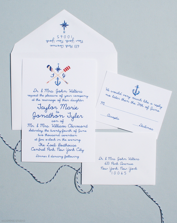 Nautical wedding invitations | www.mospensstudio.com
