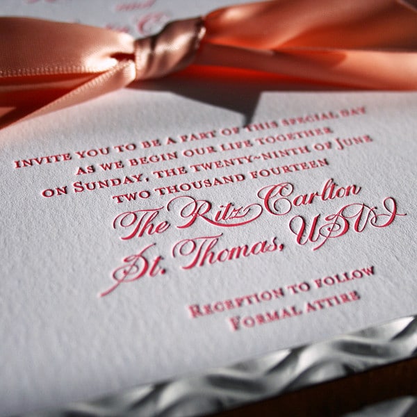 Custom destination wedding invitations with letterpress printing. www.mospensstudio.com