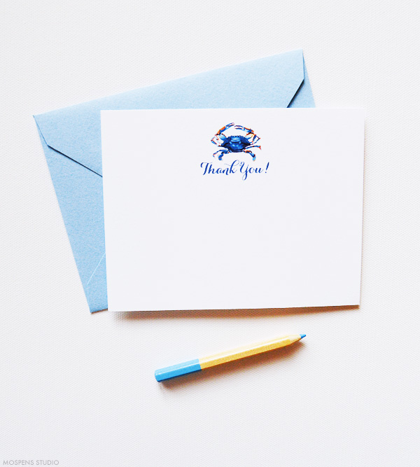 Blue crab thank you cards | Mospens Studio