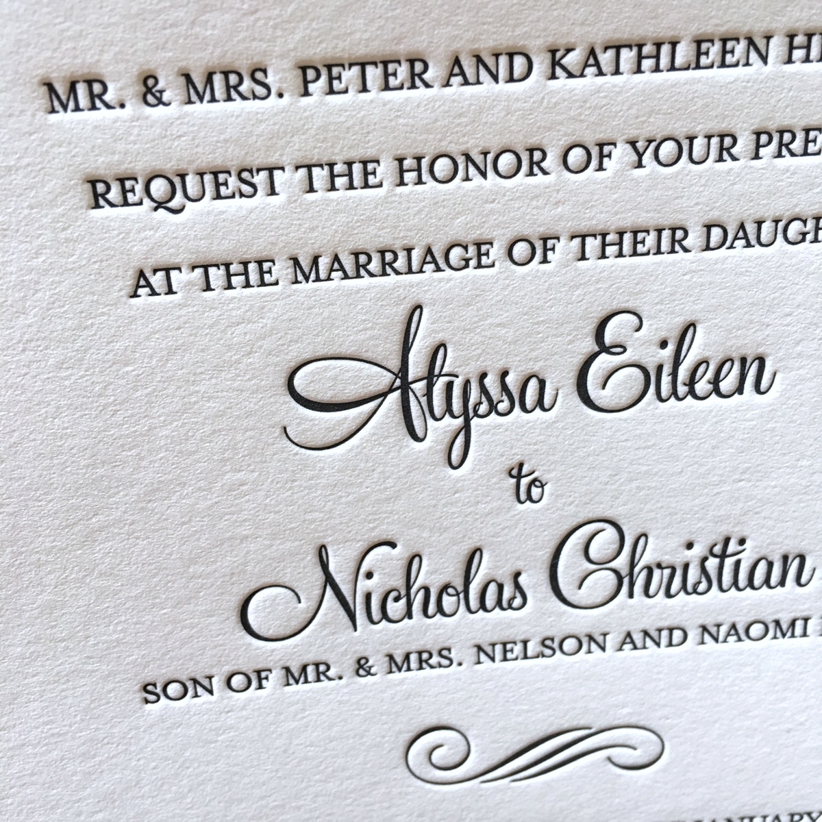Elegant letterpress wedding invitations. www.mospensstudio.com