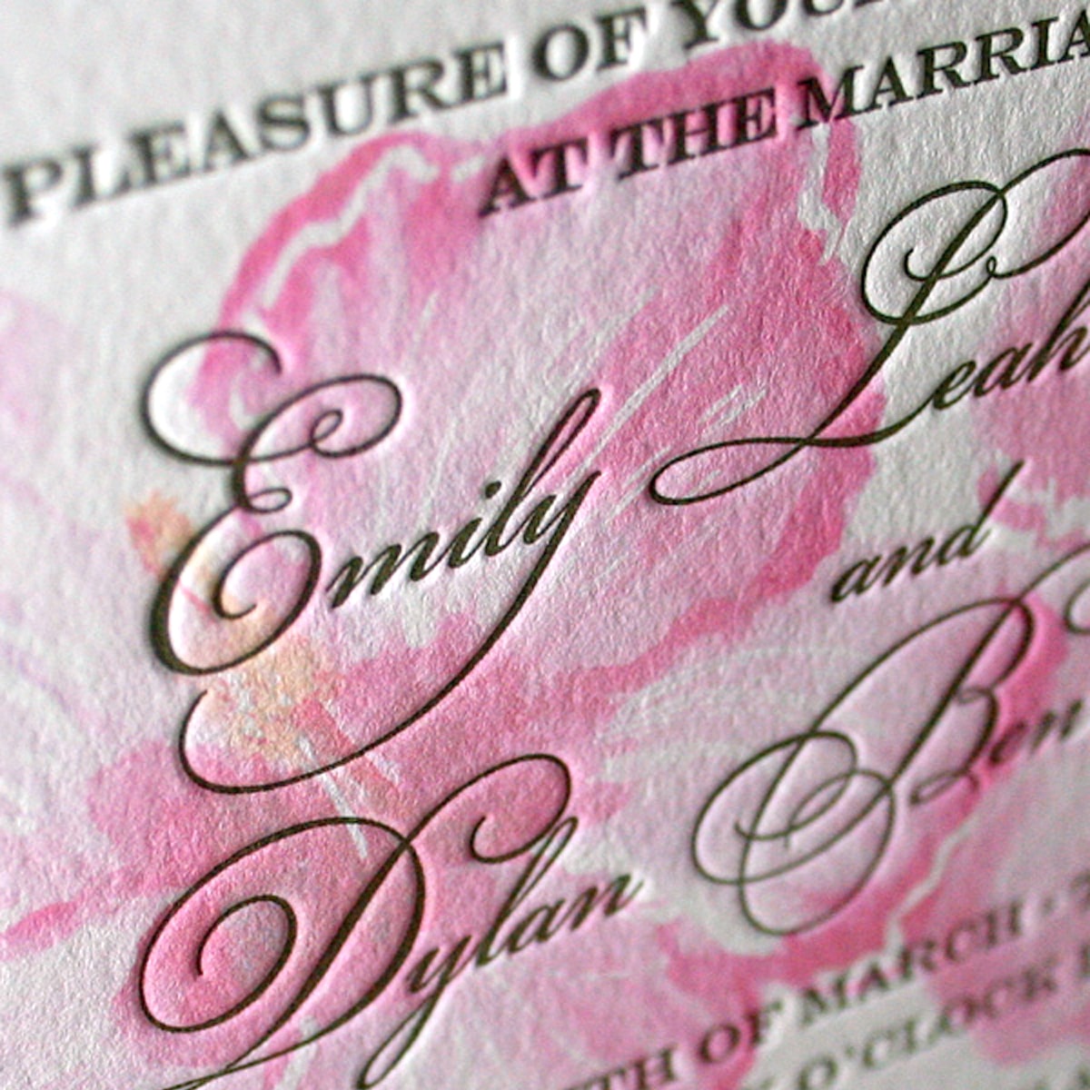 Custom wedding invitaitons with watercolor flower and letterpress printing. www.mospensstudio.com
