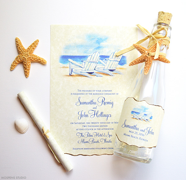 Beach Chair Wedding Invitations  Mospens Studio