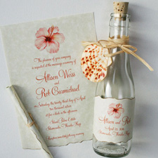 Watercolor key west hibiscus bottle invitation | www.mospensstudio.com