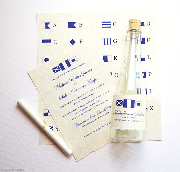 21 Bottle Beach Wedding Invitation Ideas you'll love for your beach wedding! www.mospensstudio.com