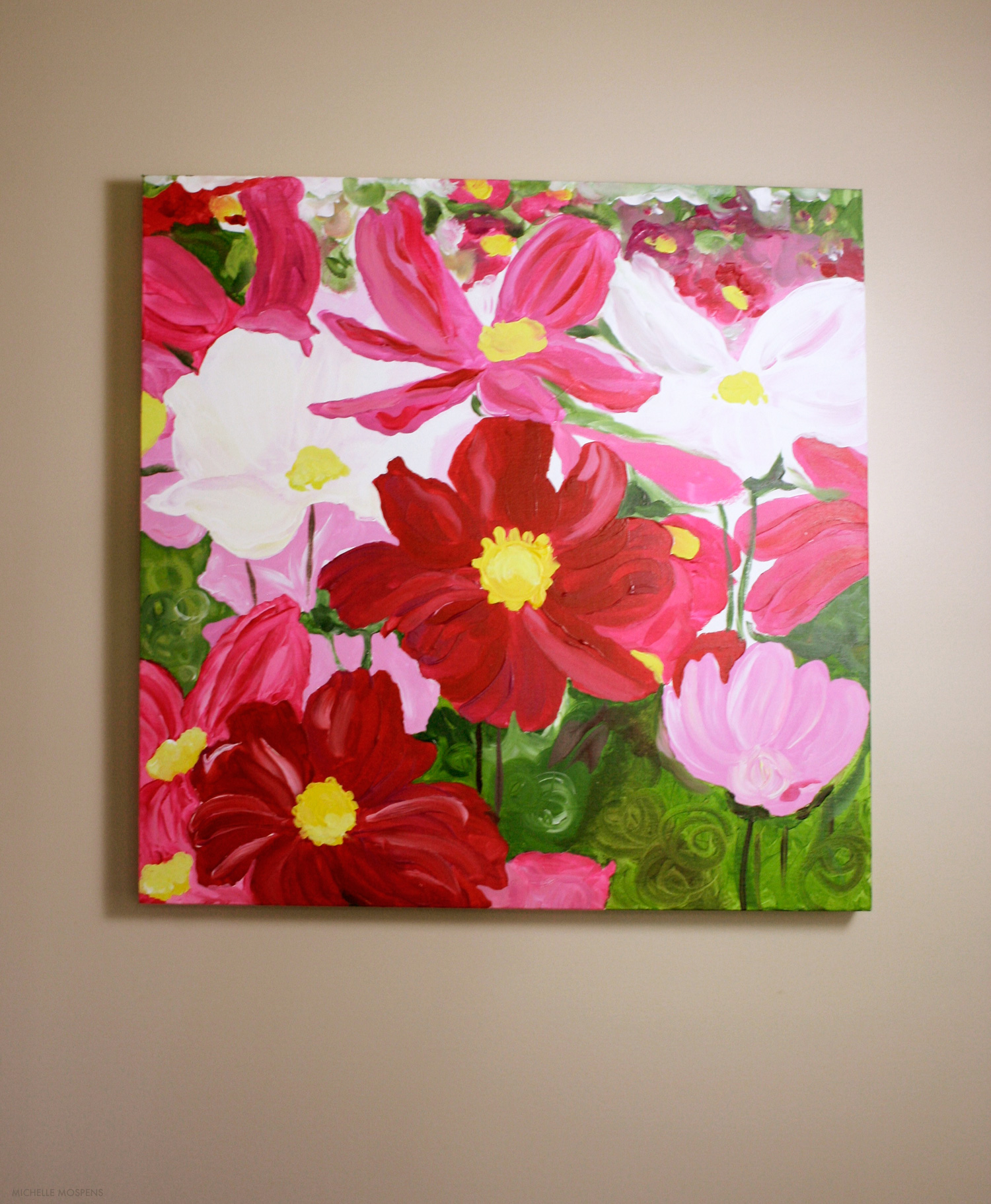 'In Open Fields' original wall art painting with daisies by Michelle Mospens | www.mospensstudio.com