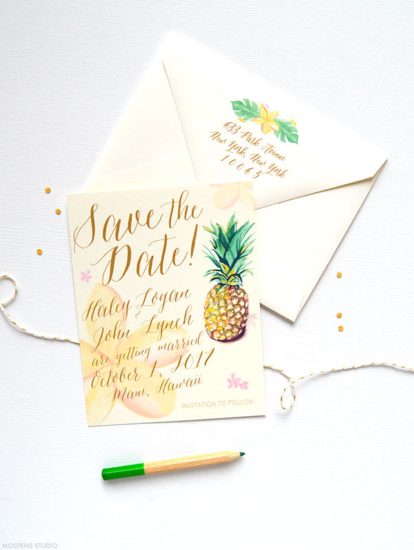 Pineapple save the dates for a wedding in Hawaii | www.mospensstudio.com