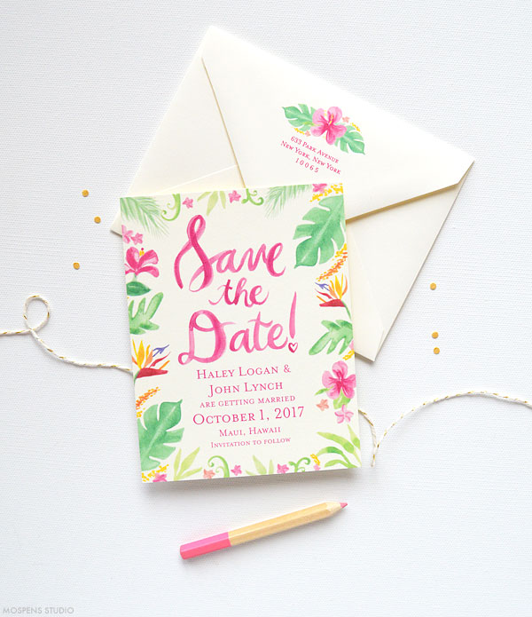 Save the dates for tropical beach wedding | www.mospensstudio.com