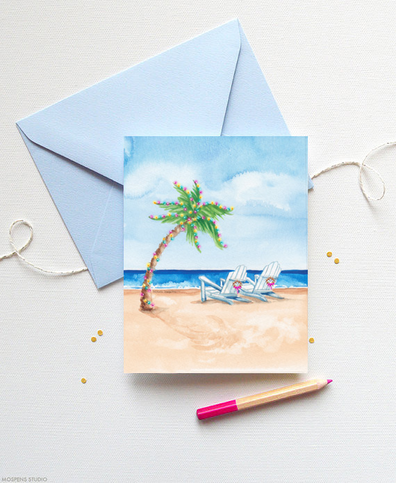 Coastal Christmas holiday cards | www.mospensstudio.com