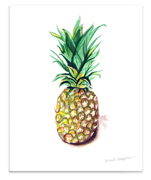 Watercolor Pineapple Wall Art Print | www.mospensstudio.com