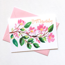 Watercolor Flowers Birthday Card by artist Michelle Mospens - www.mospensstudio.com