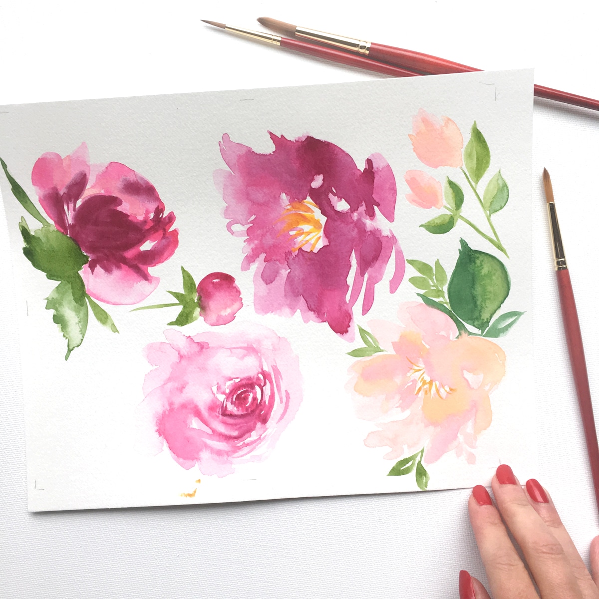 Hand painted watercolor art by professional illustrator Michelle Mopsens.