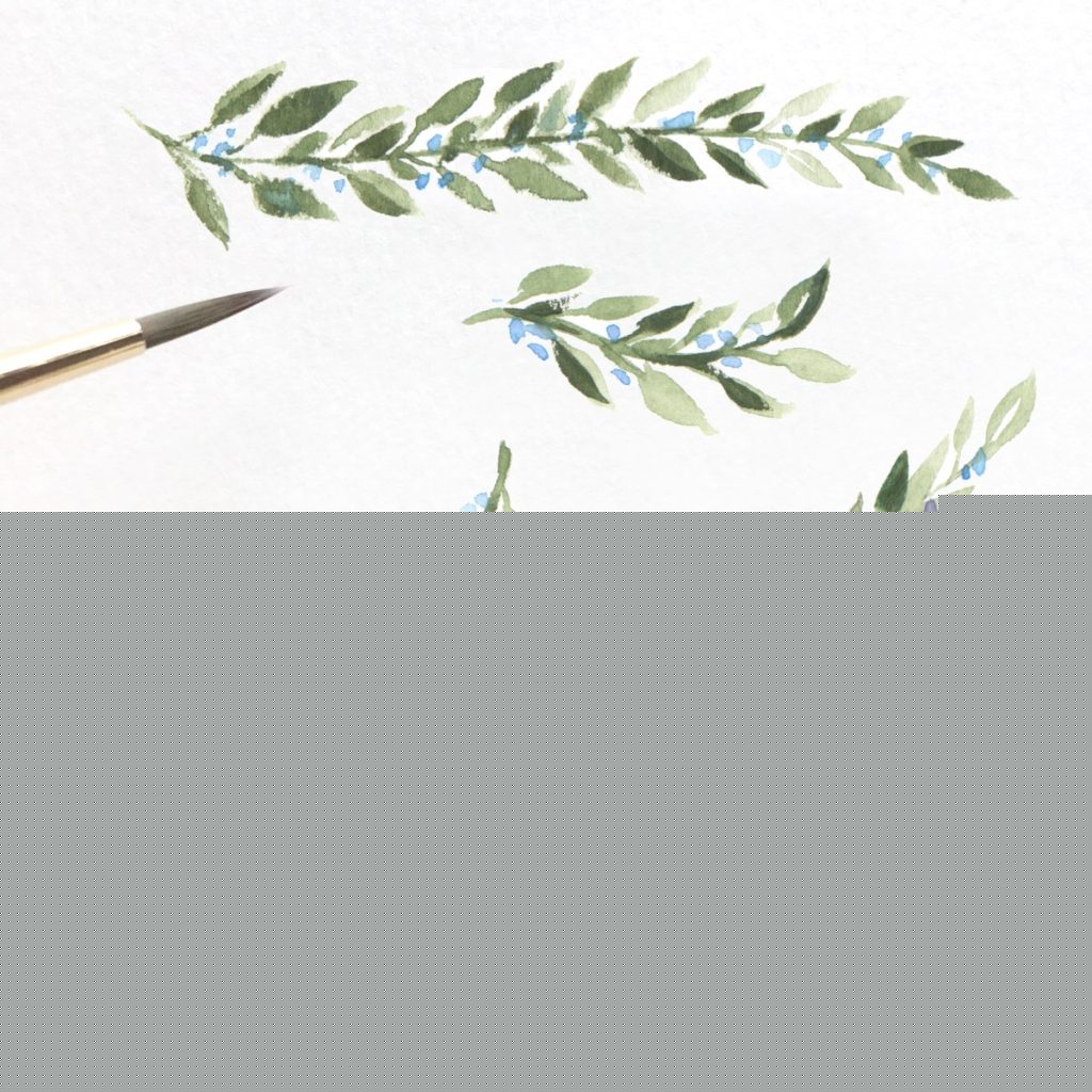 Hand-painted greenery leaves watercolor art by Michelle Mospens. - Mospens Studio