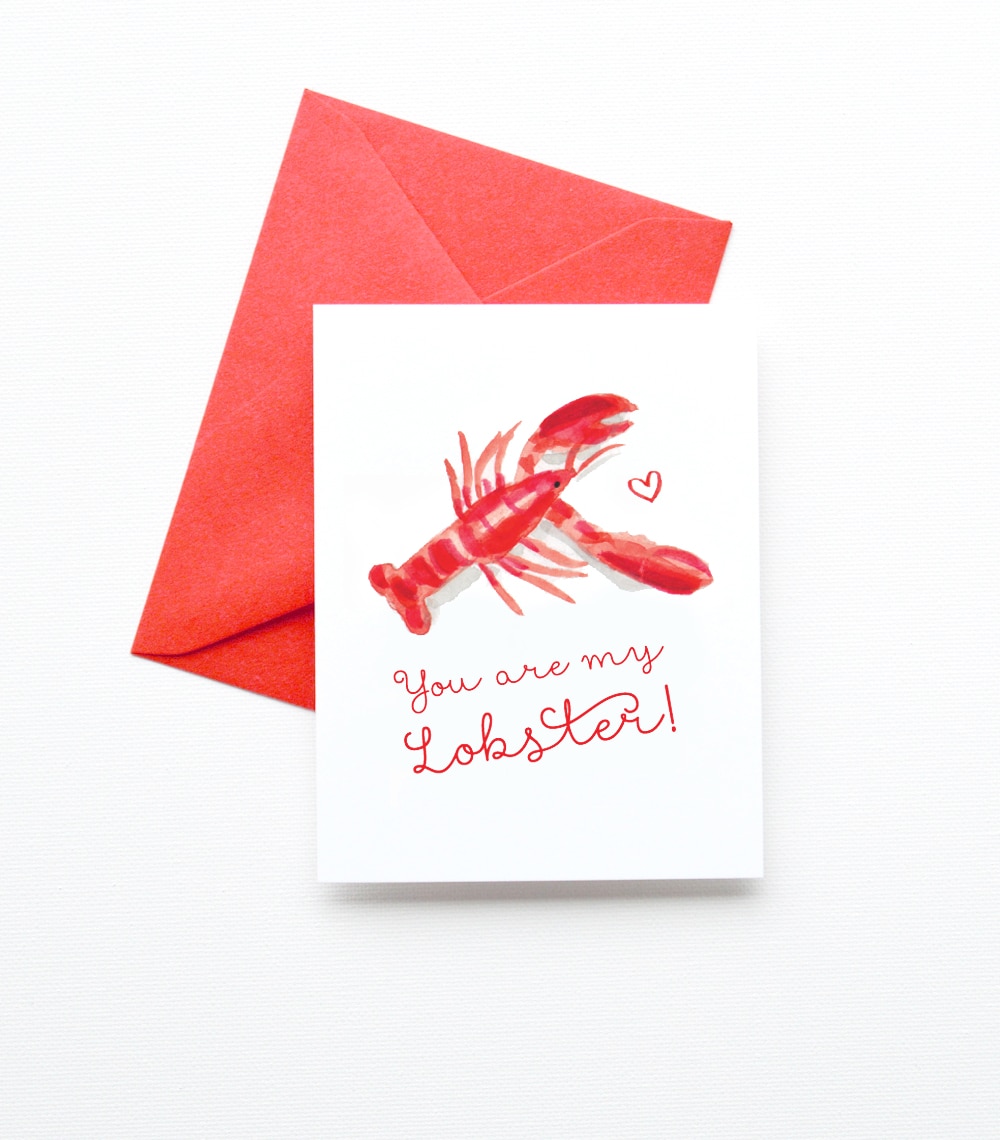 You are my Lobster! Valentine's Day Card - www.mospensstudio.com