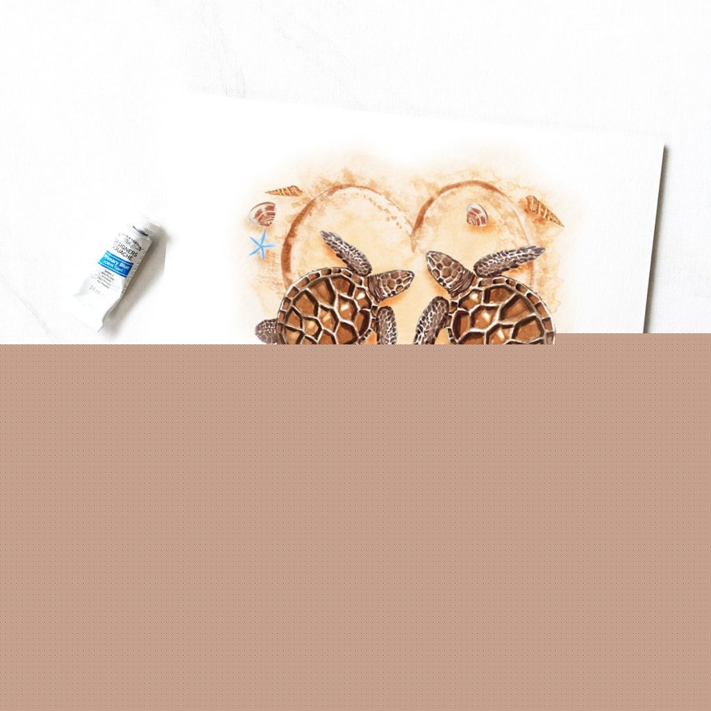 Hand-painted watercolor sea turtles for a beach wedding by artist Michelle Mospens. - Mospens Studio