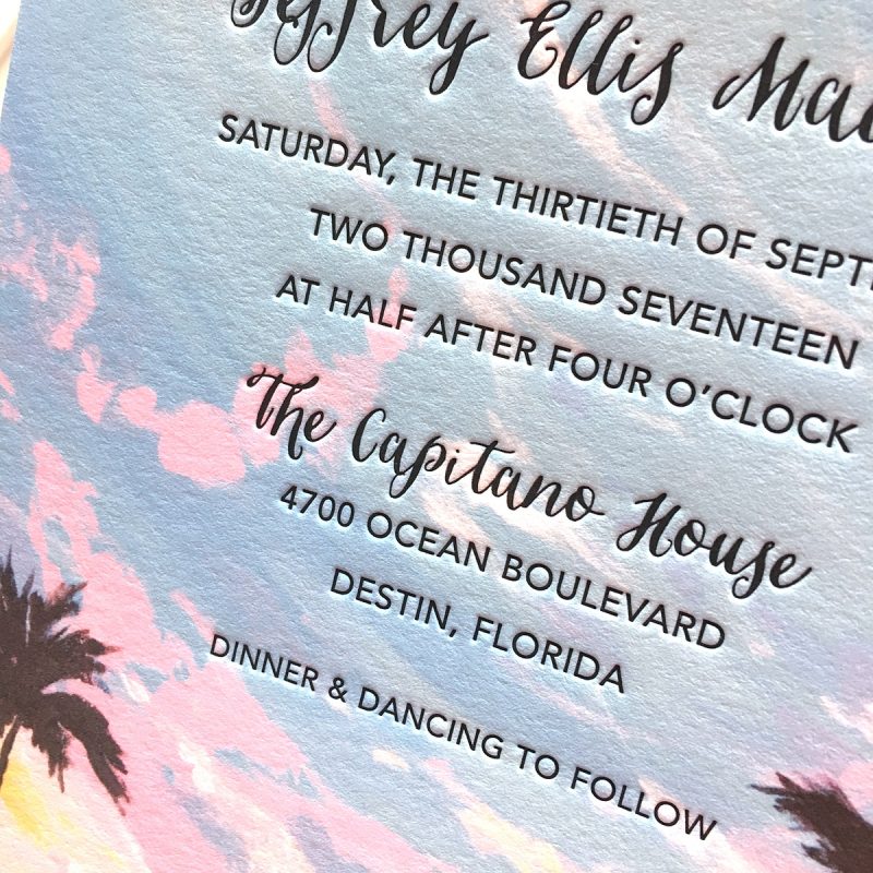Beach Letterpress Wedding Invitations | Mospens Studio