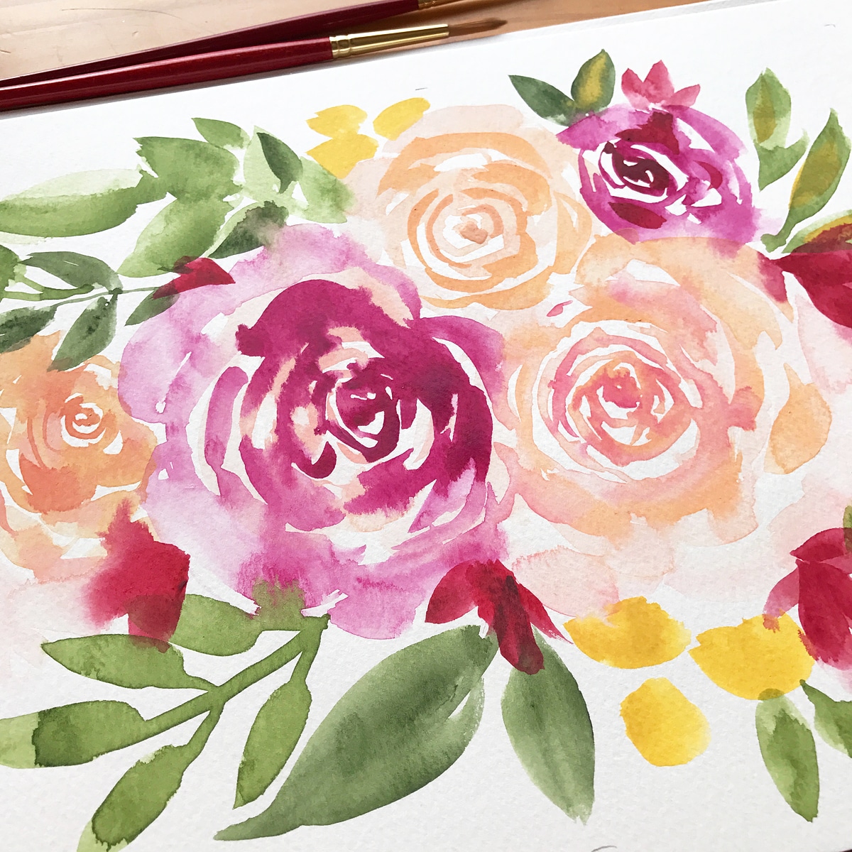 Watercolor Video Tutorial: Beginner Roses and Leaves