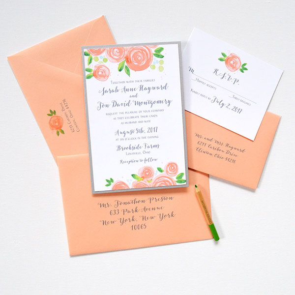 Hibiscus Fl Layered Invitation Suite Mospens Studio Layered Wedding Invitation Lafayette Indiana