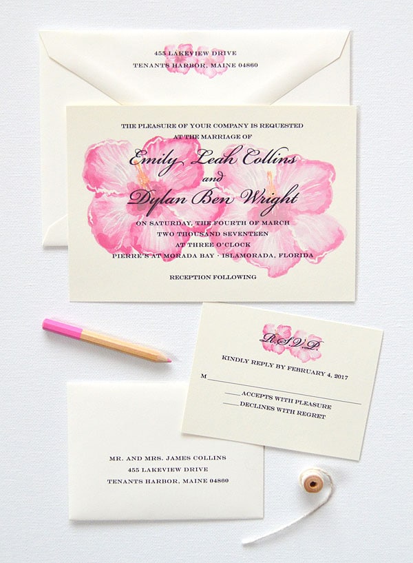 Beach Blossoms Wedding Invitations