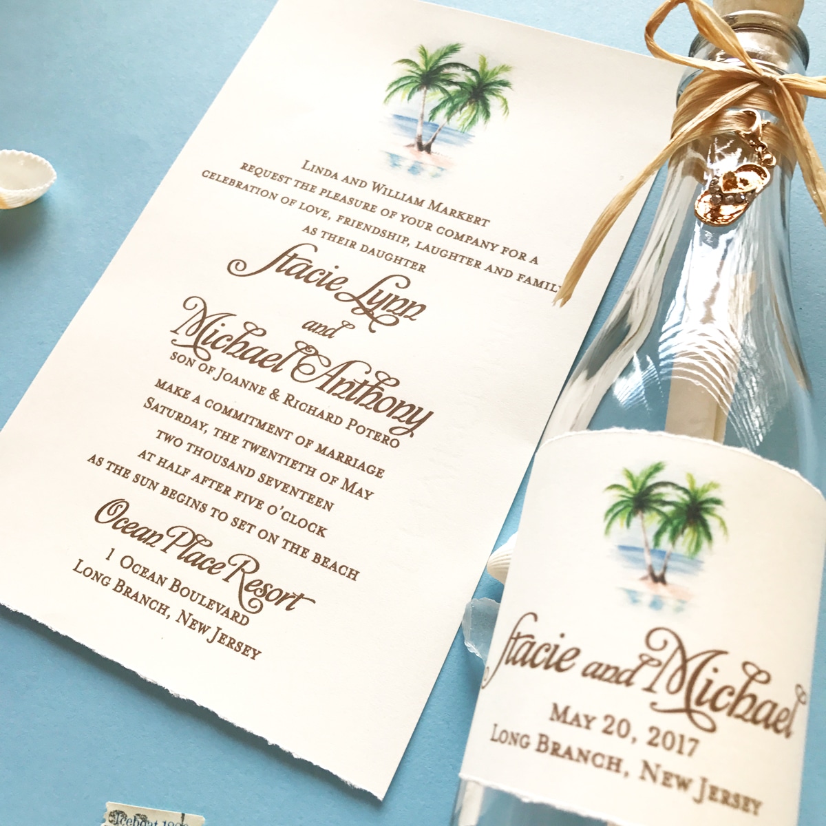 stacie-beach-wedding-invitation-in-a-bottle | Custom Invitations