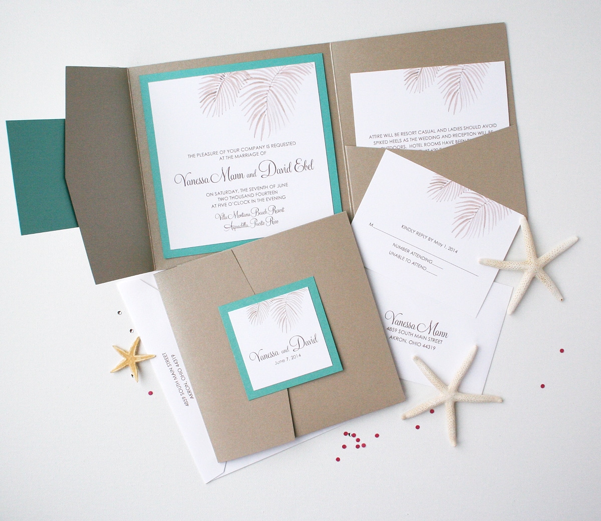 Palm Tree Fronds Folder Invitation Suite