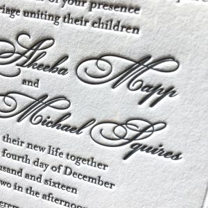 Elegant letterpress wedding invitation | Mospens Studio