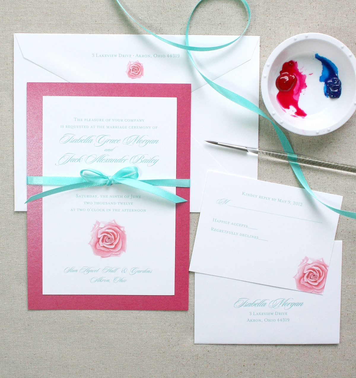 Watercolor Rose | Custom Invitations Unique Wedding Invitations