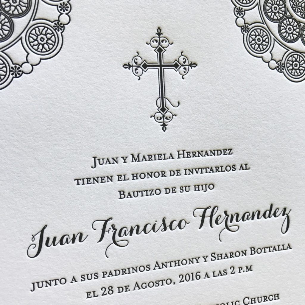 Letterpress Baptism Invitations | Mospens Studio