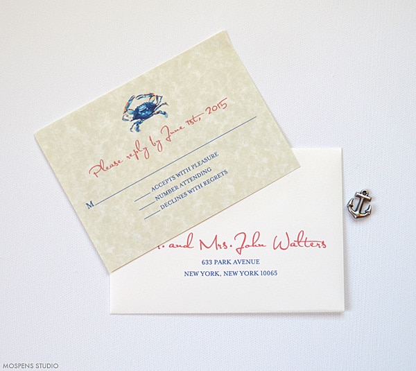 Matching Blue Crab Reply Card