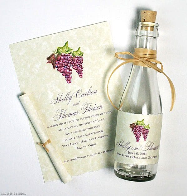 Winery Wedding Invitations Watercolor G Gl Bottles Winery Wedding Invitations Gl Bottles