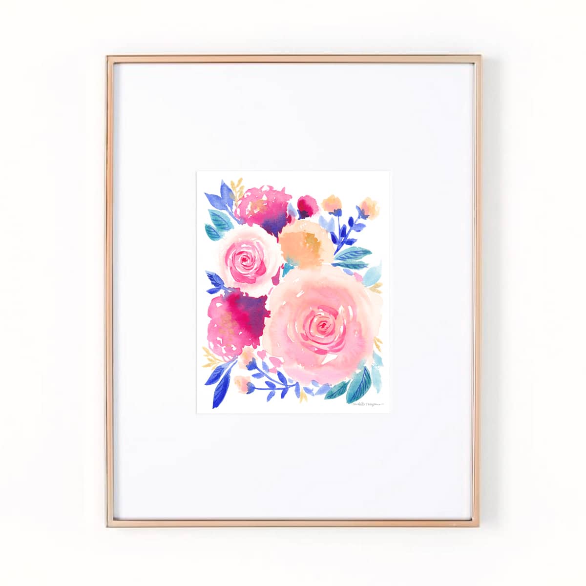 "Cuore Grato" floral watercolor painting wall art print by artist Michelle Mospens. | Mospens Studio