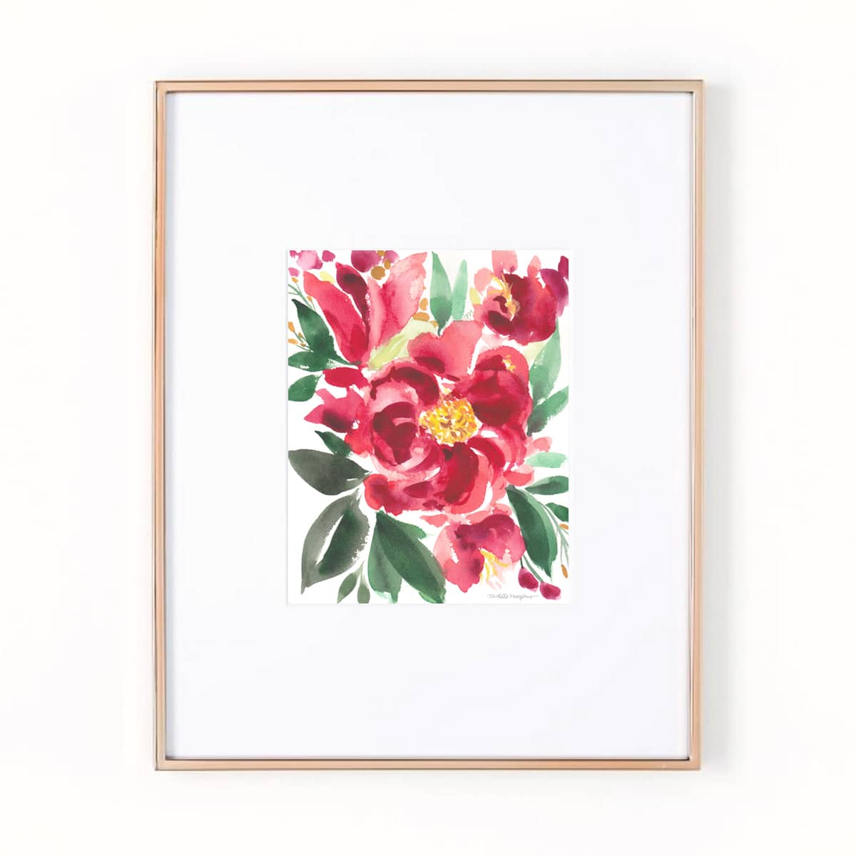"Rosso" floral watercolor painting wall art print by artist Michelle Mospens. | Mospens Studio