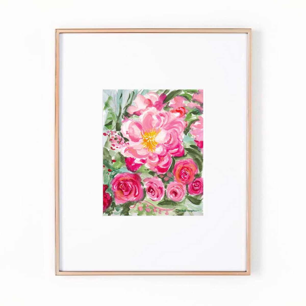 "In Full Bloom" floral watercolor painting wall art print by artist Michelle Mospens. | Mospens Studio