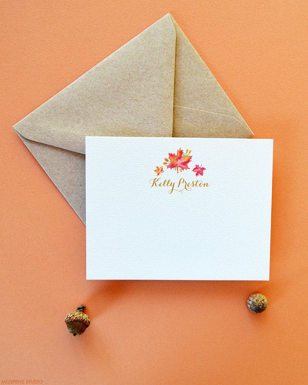 fall leaves stationery custom watercolor invitations unique