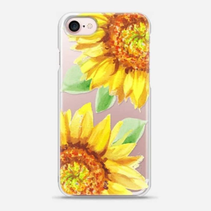 Watercolor sunflower phone case. 100% original art by artist Michelle Mospens. | Mospens Studio