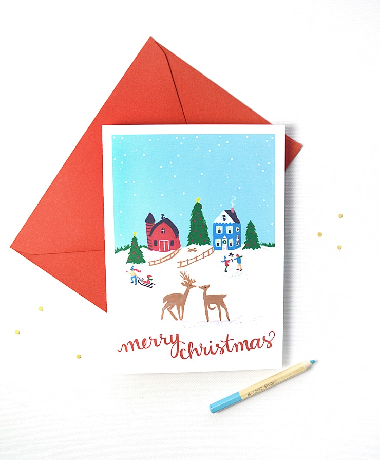 Handmade And Watercolor Vintage Country Winter Scene Christmas Cards By Artist Michelle Mospens Mospens Handmade And Watercolor Vintage Country Winter Scene Christmas Cards By Artist Michelle Mospens Mospens